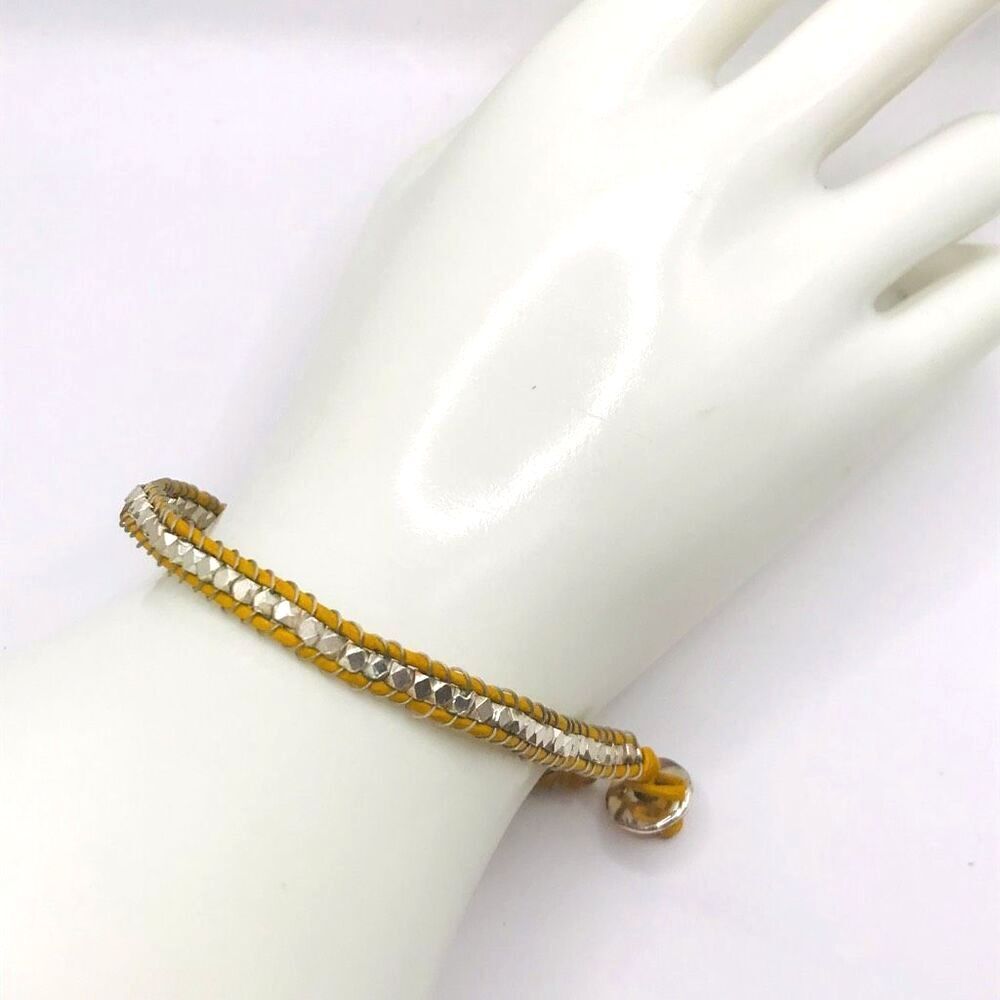Yellow and silver toggle bracelet
